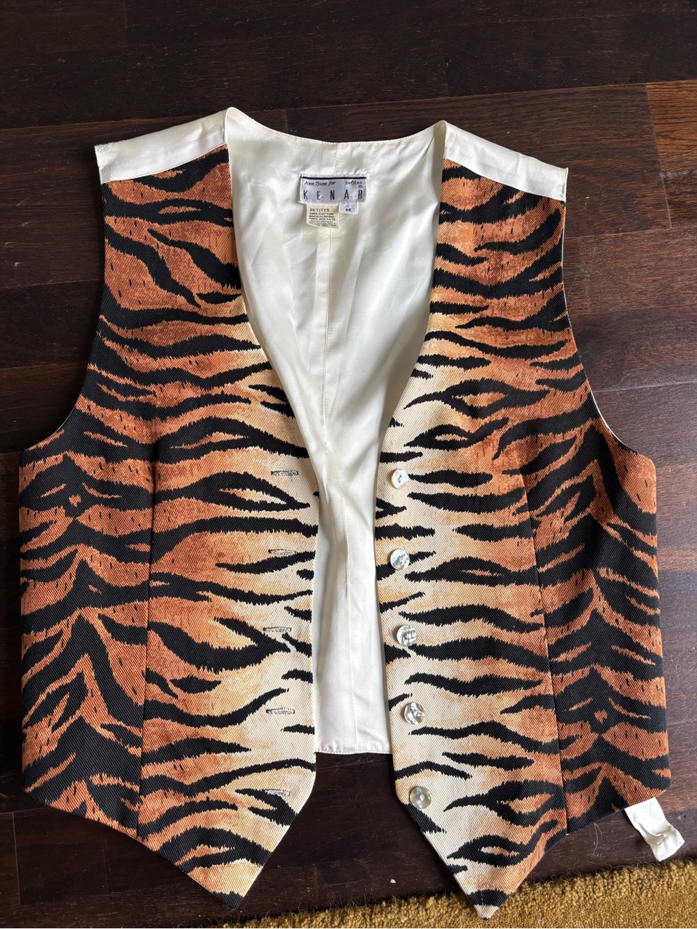 Vintage Kenar Tiger-Print Vest in Brown, Black & Cream
